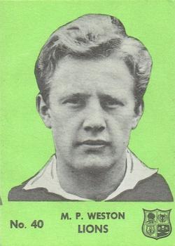 1968 Playtime Rugby Gum Famous Rugby Players - Green #40 Mike Weston Front